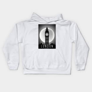 London black and white poster Kids Hoodie